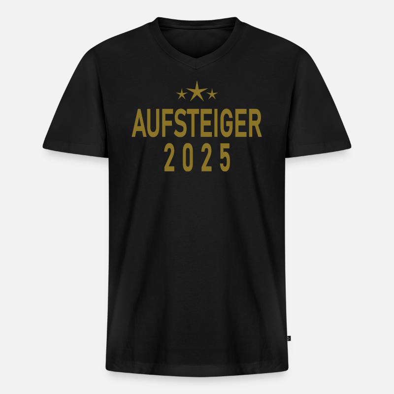 Aufsteiger 2025 - Männer Premium Bio T-Shirt mit V-Ausschnitt - Schwarz