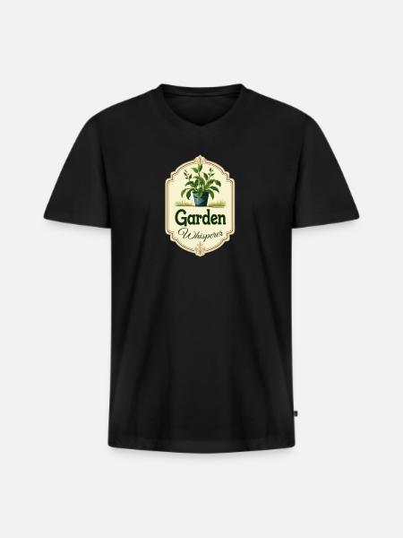 Gartenflüsterer Topfpflanze - Männer Premium Bio T-Shirt mit V-Ausschnitt - Schwarz
