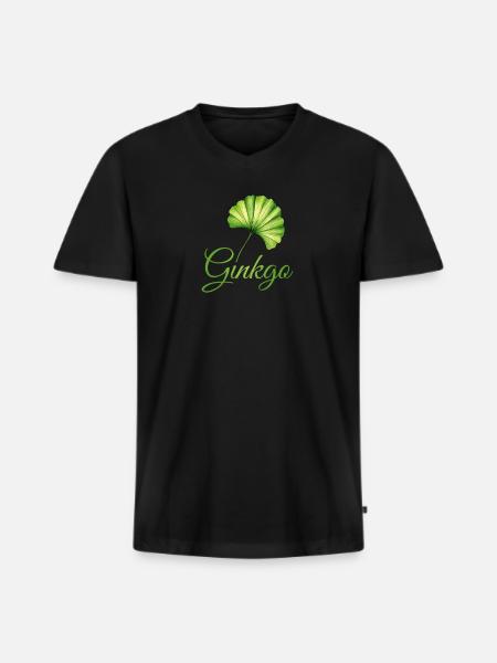 Ginkgo Leaf Botanical Elegance - Men's Premium Organic T-shirt with V-neck - black