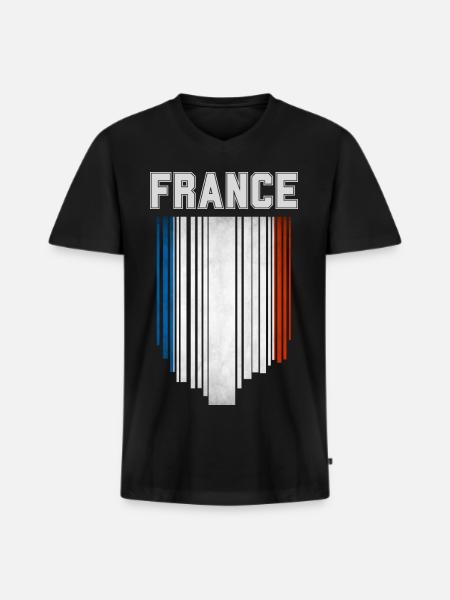 Flag of France, French pride - Men's Premium Organic T-shirt with V-neck - black