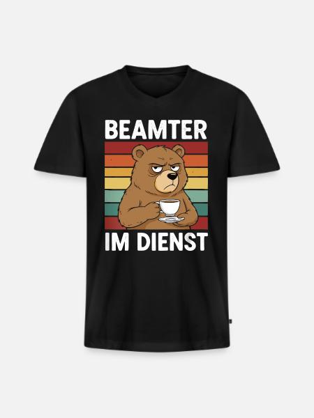 Beamter Kaffee Bär Beamtentum Beamte - Männer Premium Bio T-Shirt mit V-Ausschnitt - Schwarz