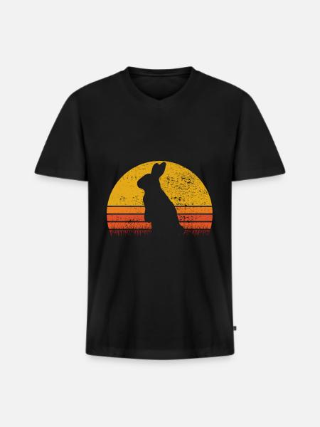 Easter Rabbit Sunset Retro Gift - Men's Premium Organic T-shirt with V-neck - black