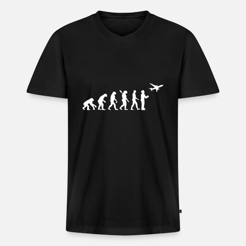 Model Flieger Flugzeug Evolution Modellflugzeug - Männer Premium Bio T-Shirt mit V-Ausschnitt - Schwarz