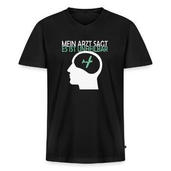 Unheilbar modellflug modellflieger pilot - Männer Premium Bio T-Shirt mit V-Ausschnitt - Schwarz - Vorne - Nico (187cm)