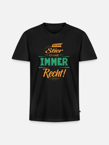 Lustiger Sternzeichen Stier Spruch - Männer Premium Bio T-Shirt mit V-Ausschnitt - Schwarz
