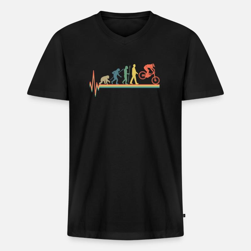 Evolution Mountainbiken Geschenk Mountainbiker - Männer Premium Bio T-Shirt mit V-Ausschnitt - Schwarz