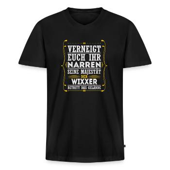 Wixxer - Männer Premium Bio T-Shirt mit V-Ausschnitt - Schwarz - Vorne - Nico (187cm)