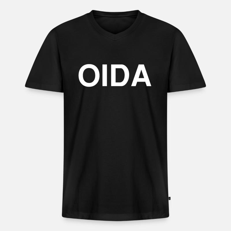 Oida - Männer Premium Bio T-Shirt mit V-Ausschnitt - Schwarz