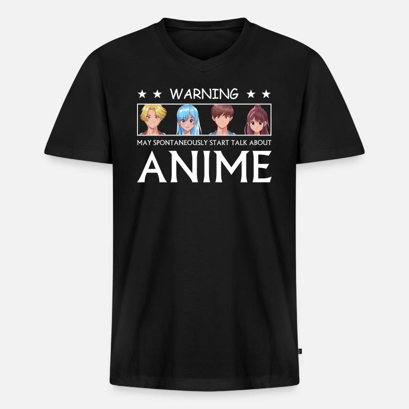 WARNING ANIME - Männer Premium Bio T-Shirt mit V-Ausschnitt - Schwarz