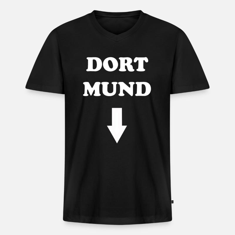 DORT MUND - Männer Premium Bio T-Shirt mit V-Ausschnitt - Schwarz