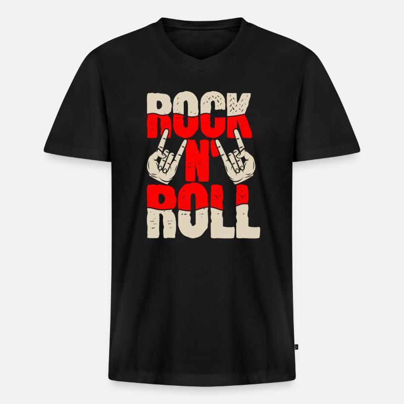 Rock n Roll - Männer Premium Bio T-Shirt mit V-Ausschnitt - Schwarz