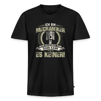 Ich bin Mechaniker wenn ich es .. KFZ Mechaniker - Männer Premium Bio T-Shirt mit V-Ausschnitt - Schwarz - Vorne - Nico (187cm)