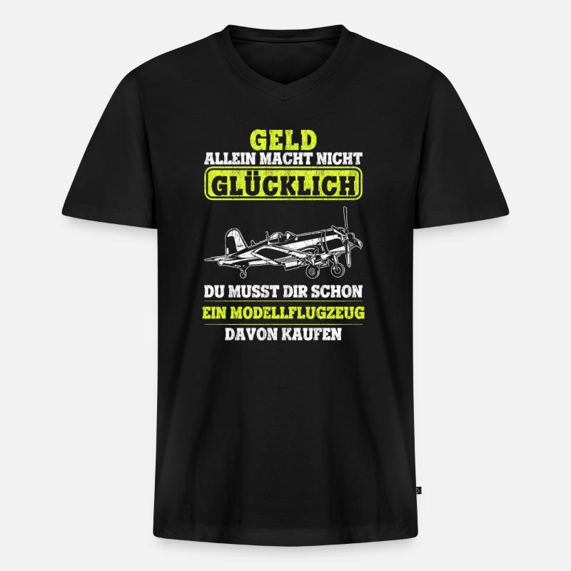 Modellflieger Modellbauer Modellbau Modellflug - Männer Premium Bio T-Shirt mit V-Ausschnitt - Schwarz