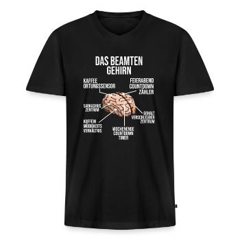 Beamter Gehirn Beamte Beruf Beamten Geschenk - Männer Premium Bio T-Shirt mit V-Ausschnitt - Schwarz - Vorne - Nico (187cm)
