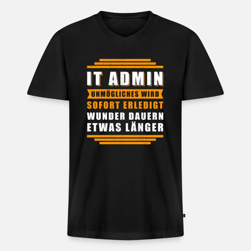 IT-Administrator IT Admin Informatiker Geschenk - Männer Premium Bio T-Shirt mit V-Ausschnitt - Schwarz