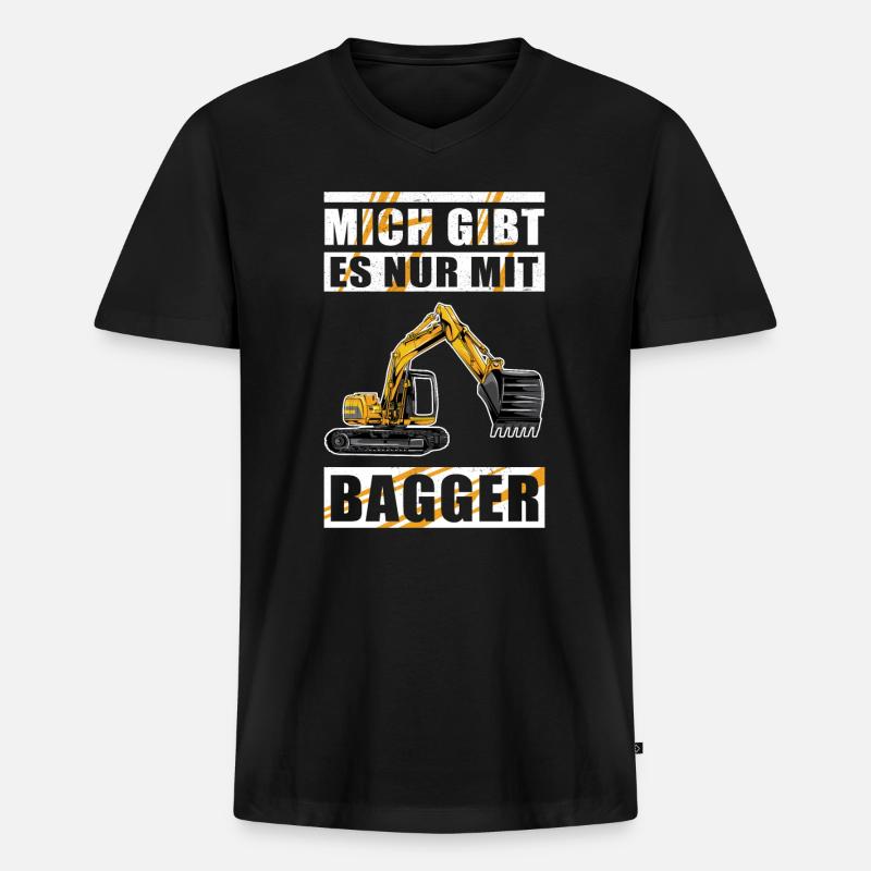 Baggerfahrer Baggerführer Baggern Bagger Geschenk - Männer Premium Bio T-Shirt mit V-Ausschnitt - Schwarz