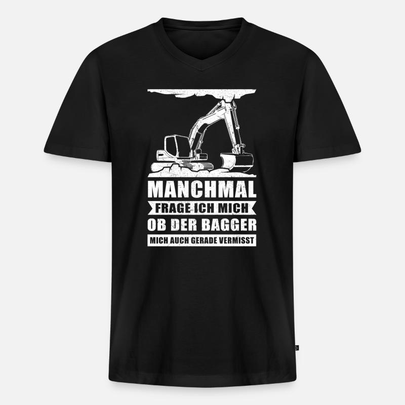 Baggerfahrer Bagger Baggerführer Baggern Geschenk - Männer Premium Bio T-Shirt mit V-Ausschnitt - Schwarz