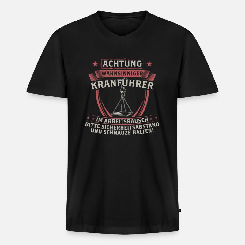 Kranführer Kranfahrer Kran Geschenk - Männer Premium Bio T-Shirt mit V-Ausschnitt - Schwarz