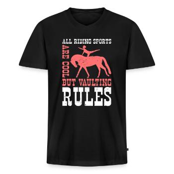 Voltigieren Pferdesport Voltigierer Geschenk - Männer Premium Bio T-Shirt mit V-Ausschnitt - Schwarz - Vorne - Nico (187cm)