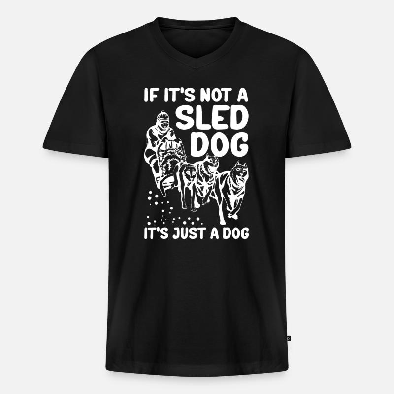 Mushing Schlittenhunde Hundeschlitten Geschenk - Männer Premium Bio T-Shirt mit V-Ausschnitt - Schwarz