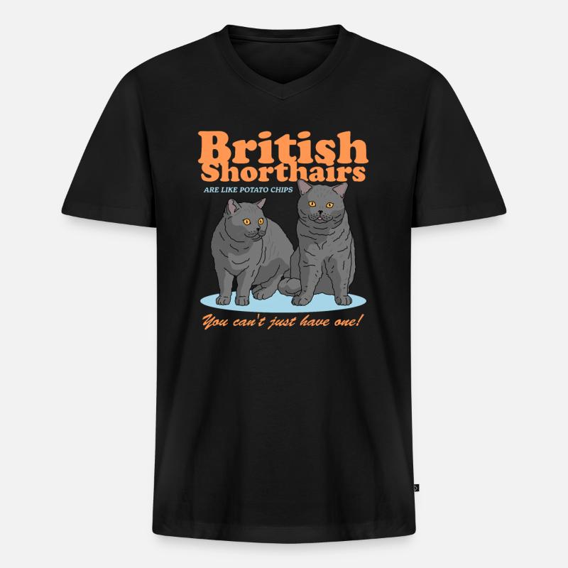 Britisch Kurzhaar Katzen Geschenk - Männer Premium Bio T-Shirt mit V-Ausschnitt - Schwarz