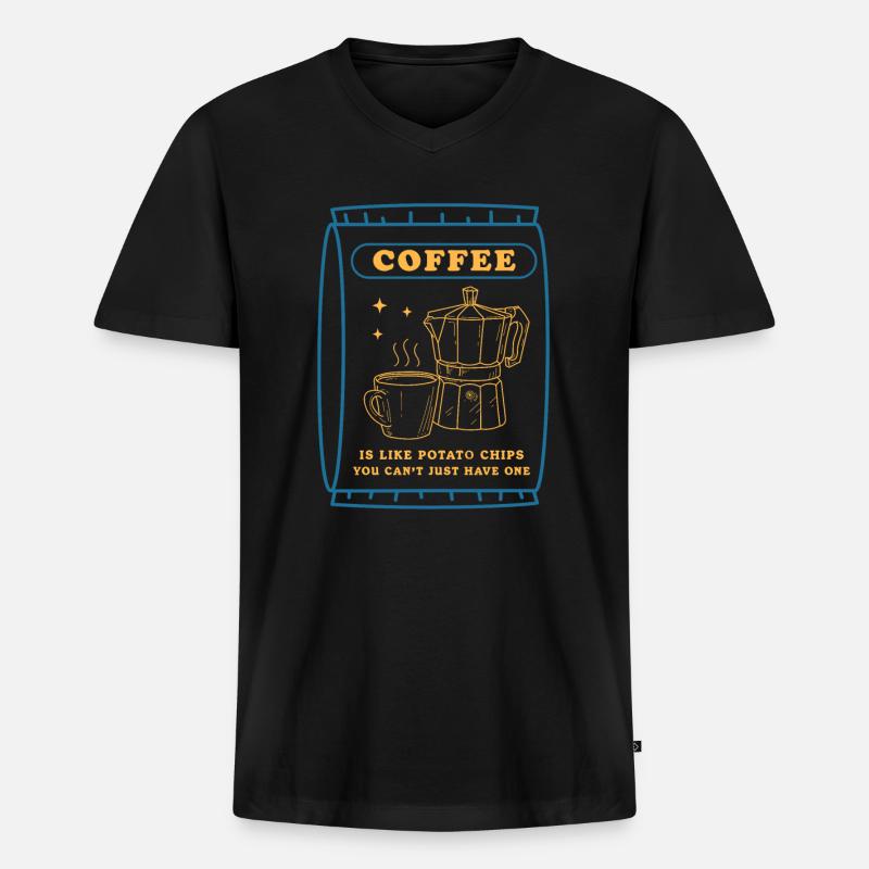 Kaffee Kaffeeliebhaber Kaffeetrinker Geschenk - Männer Premium Bio T-Shirt mit V-Ausschnitt - Schwarz