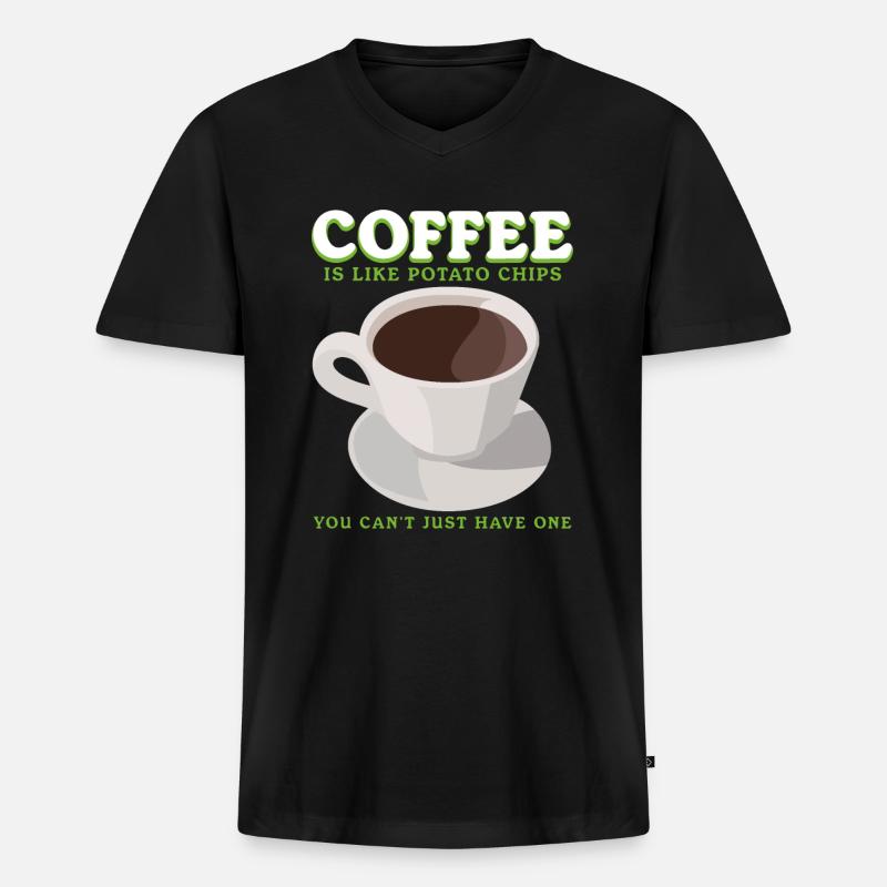 Kaffee Kaffeetrinker Kaffeeliebhaber Geschenk - Männer Premium Bio T-Shirt mit V-Ausschnitt - Schwarz