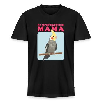 Nymphensittich Mama Vogelbesitzerin Geschenk - Männer Premium Bio T-Shirt mit V-Ausschnitt - Schwarz - Vorne - Nico (187cm)