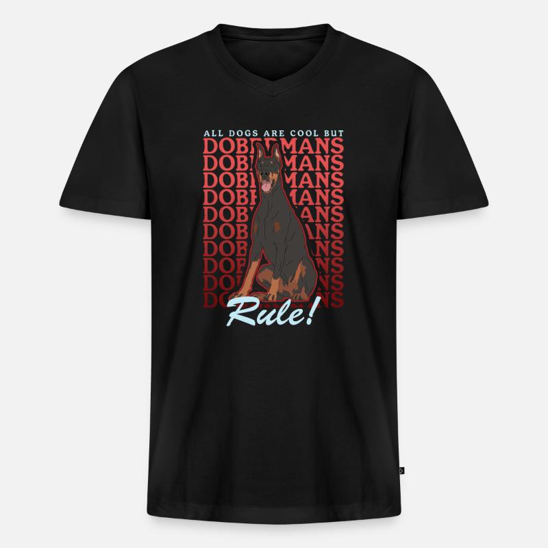 Dobermann Hundebesitzer Hunde Geschenk - Männer Premium Bio T-Shirt mit V-Ausschnitt - Schwarz