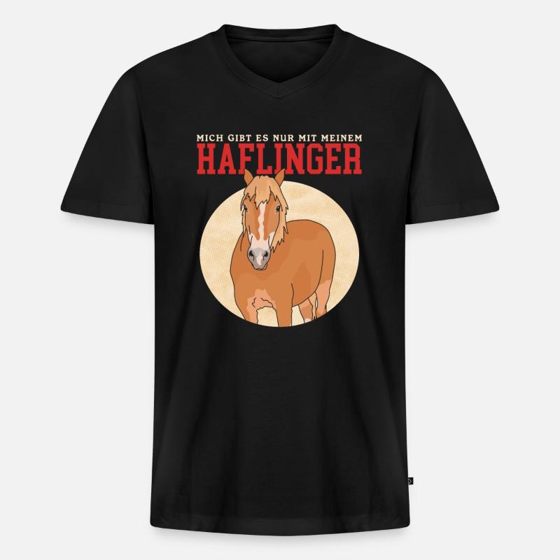 Haflinger Pferde Haffi Pferdebesitzer Geschenk - Männer Premium Bio T-Shirt mit V-Ausschnitt - Schwarz