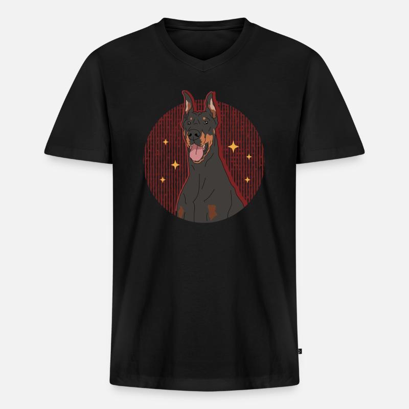 Dobermann Hundebesitzer Hunde Geschenk - Männer Premium Bio T-Shirt mit V-Ausschnitt - Schwarz
