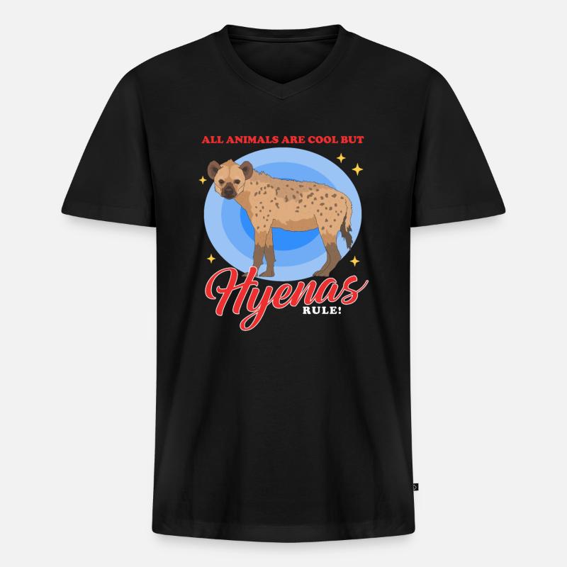 Hyäne Tüpfelhyäne Hyänen Geschenk - Männer Premium Bio T-Shirt mit V-Ausschnitt - Schwarz