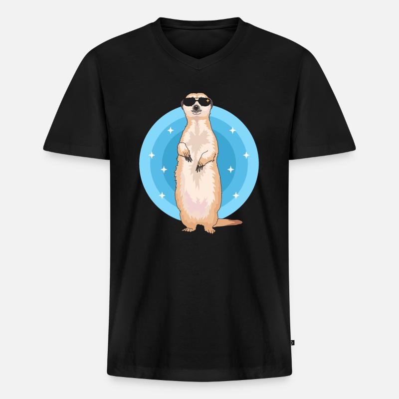 Erdmännchen Cool | Lustiges Erdmännchen Geschenk - Männer Premium Bio T-Shirt mit V-Ausschnitt - Schwarz