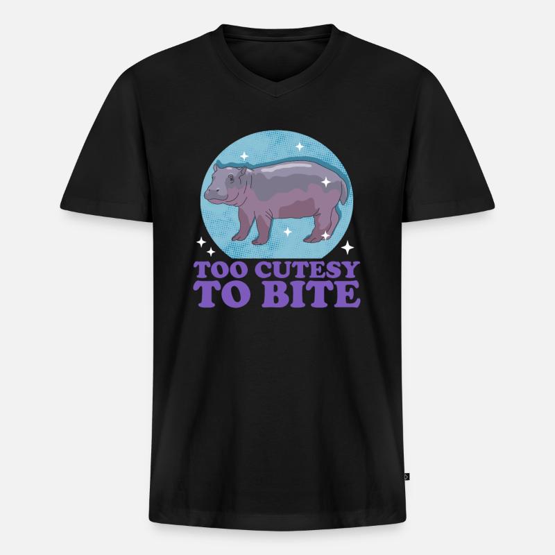 Nilpferd Flusspferd Nilpferde Baby Geschenk - Männer Premium Bio T-Shirt mit V-Ausschnitt - Schwarz
