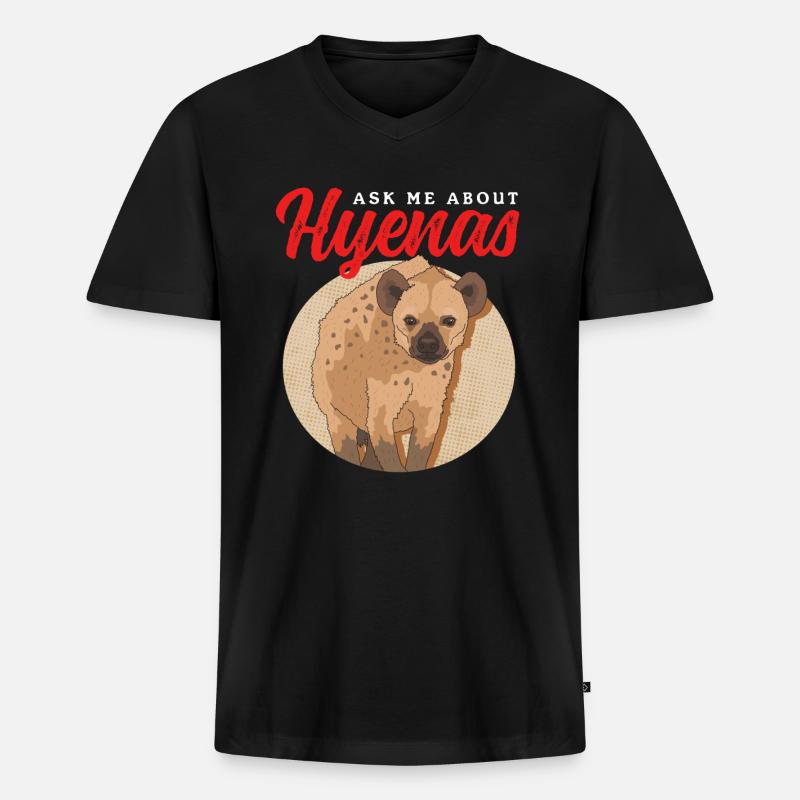 Hyäne Hyänen Tüpfelhyäne Geschenk - Männer Premium Bio T-Shirt mit V-Ausschnitt - Schwarz