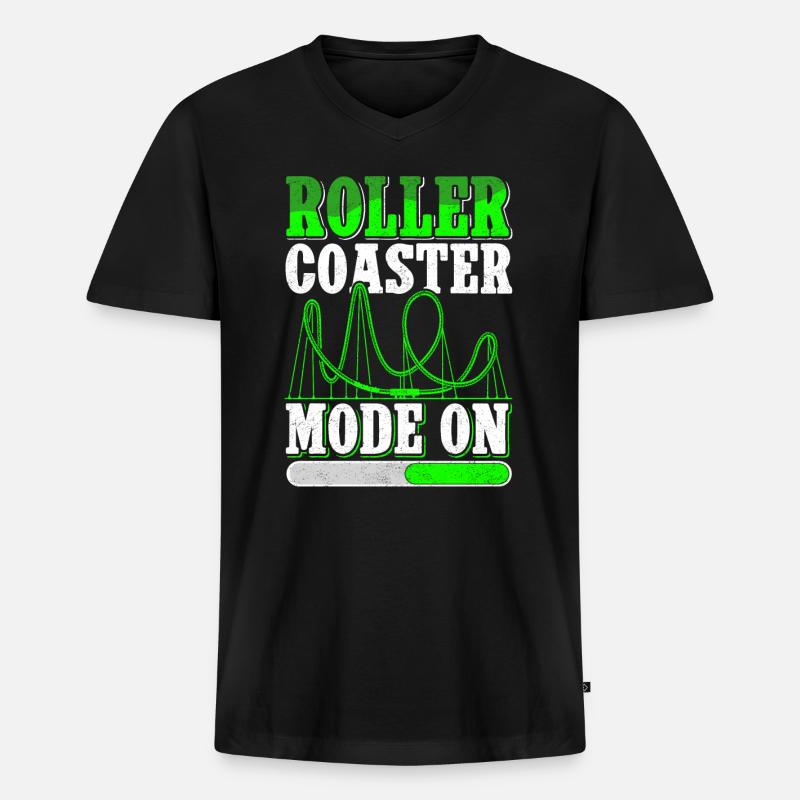 Achterbahn Roller Coaster Rollercoaster Geschenk - Männer Premium Bio T-Shirt mit V-Ausschnitt - Schwarz