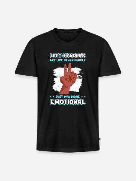 Linkshändig Linkshändige Linkshänder Geschenk - Männer Premium Bio T-Shirt mit V-Ausschnitt - Schwarz