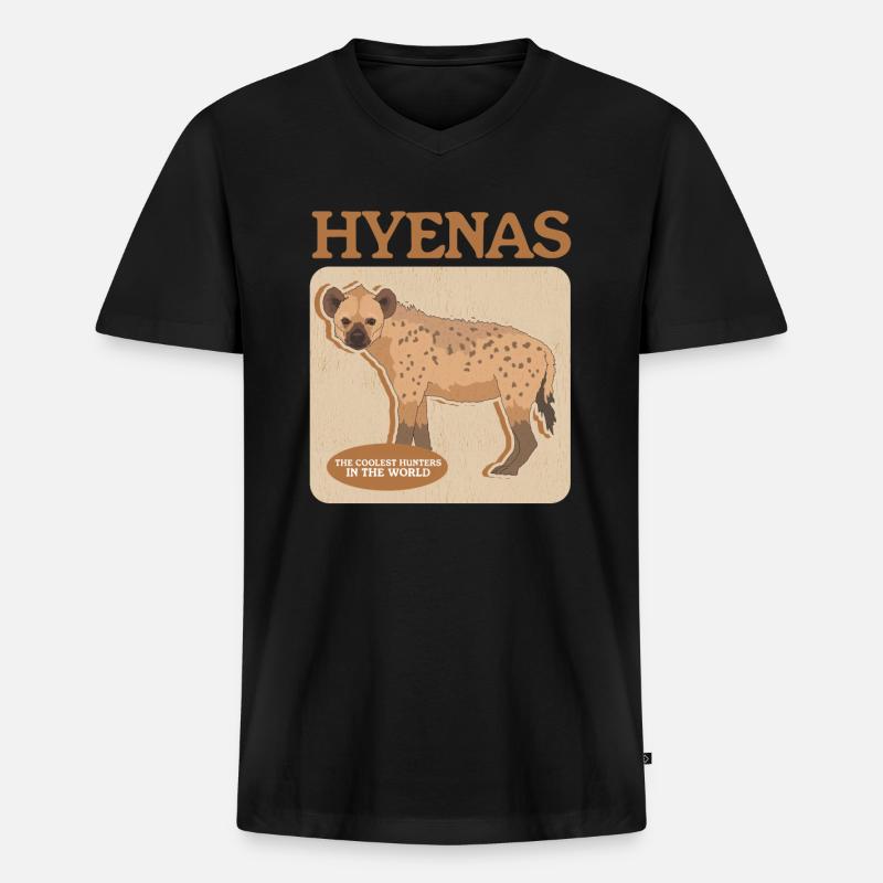 Hyäne Hyänen Tüpfelhyäne Geschenk - Männer Premium Bio T-Shirt mit V-Ausschnitt - Schwarz