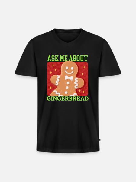 Lebkuchen Lebkuchenmann Lebkuchenmänner Geschenk - Männer Premium Bio T-Shirt mit V-Ausschnitt - Schwarz
