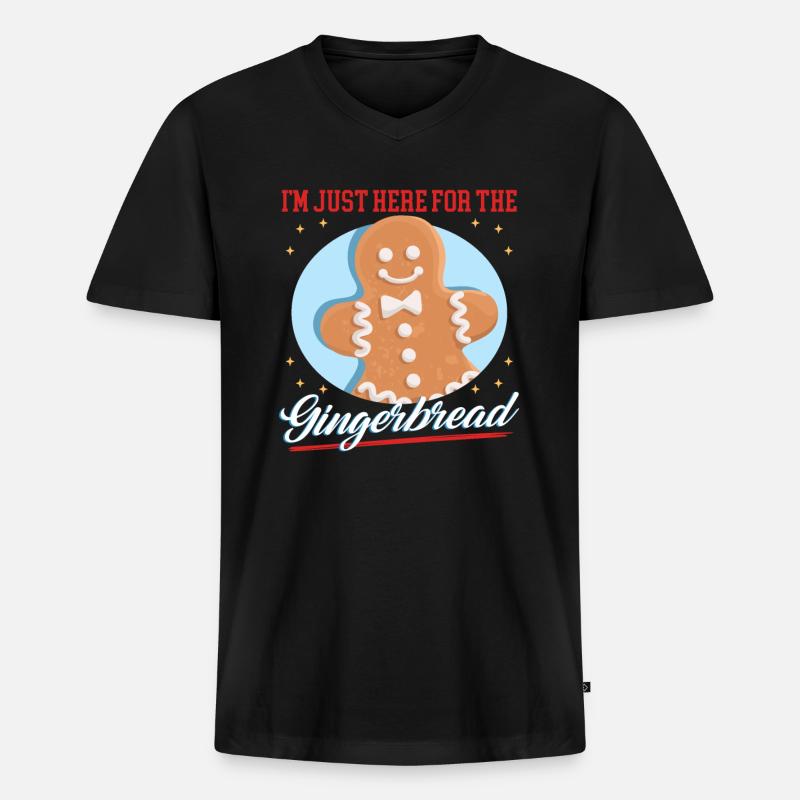Lebkuchenmann Lebkuchen Lebkuchenmänner Geschenk - Männer Premium Bio T-Shirt mit V-Ausschnitt - Schwarz