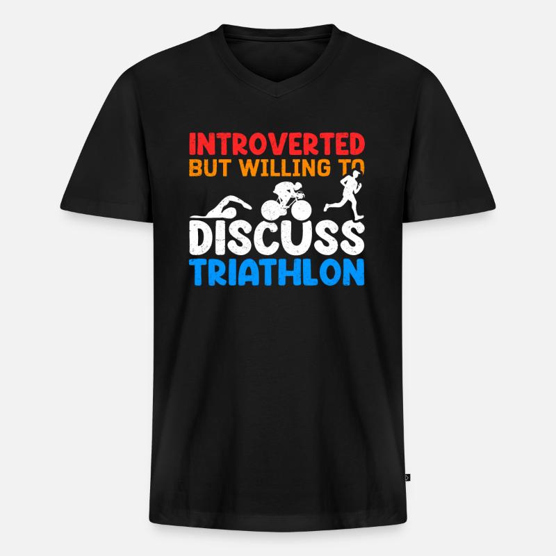 Triathlon Triathleten Triathlet Athleten Geschenk - Männer Premium Bio T-Shirt mit V-Ausschnitt - Schwarz