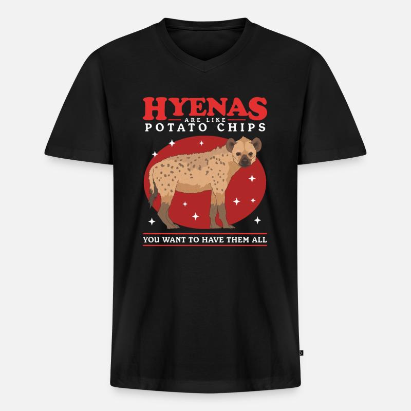 Hyäne Hyänen Tüpfelhyäne Geschenk - Männer Premium Bio T-Shirt mit V-Ausschnitt - Schwarz