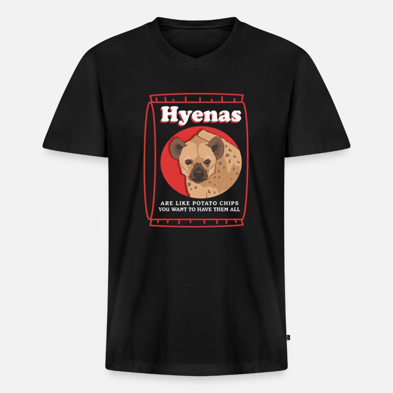 Hyäne Tüpfelhyäne Hyänen Geschenk - Männer Premium Bio T-Shirt mit V-Ausschnitt - Schwarz
