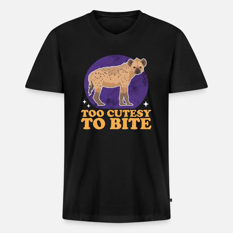 Hyäne Tüpfelhyäne Hyänen Geschenk - Männer Premium Bio T-Shirt mit V-Ausschnitt - Schwarz