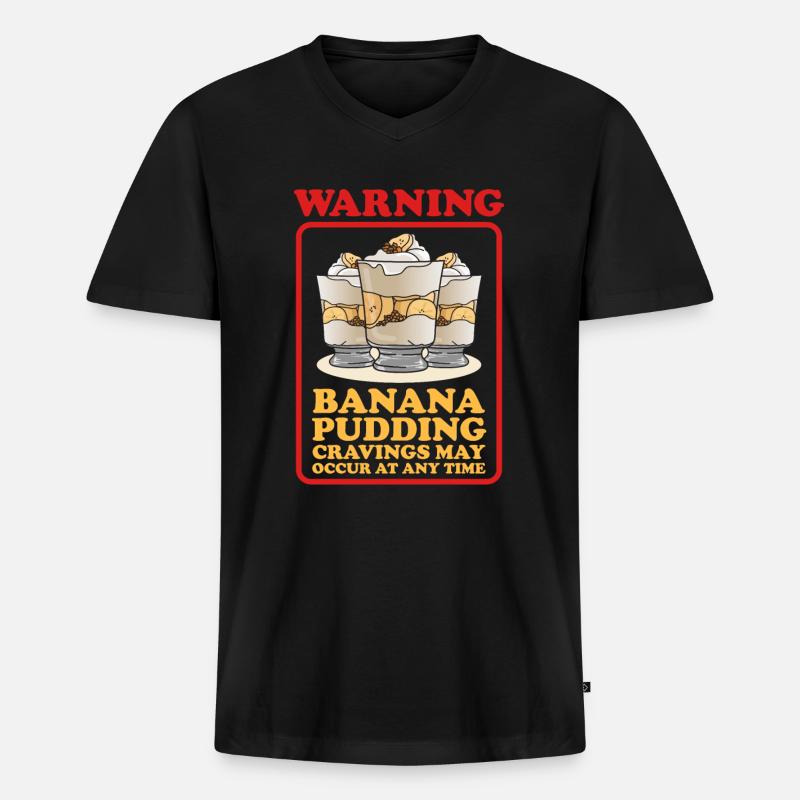Bananenpudding Bananen-Pudding Geschenk - Männer Premium Bio T-Shirt mit V-Ausschnitt - Schwarz