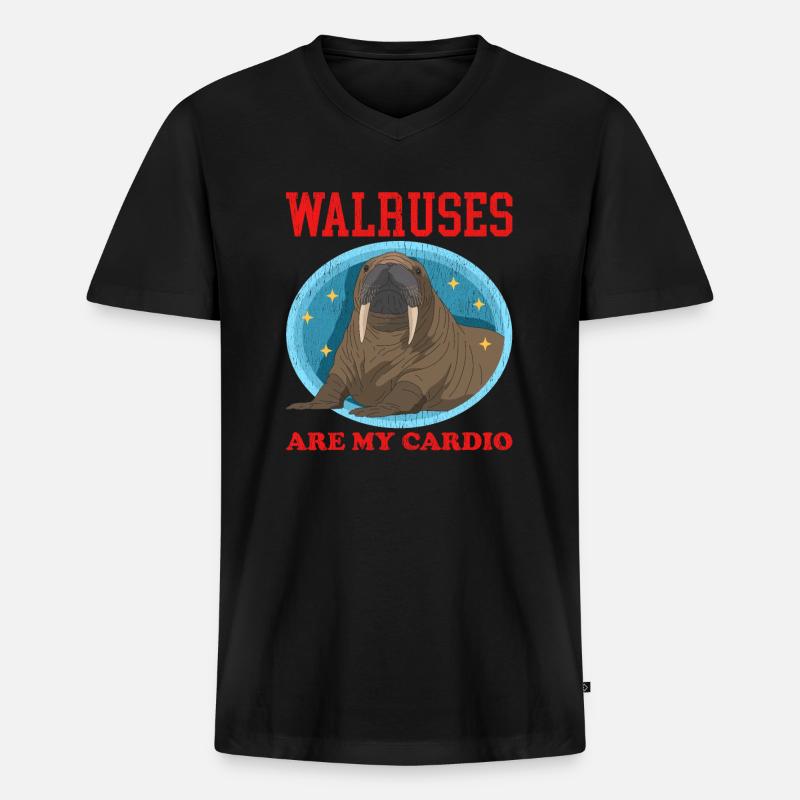 Walross Walroß Walrus Walrosse Geschenk - Männer Premium Bio T-Shirt mit V-Ausschnitt - Schwarz