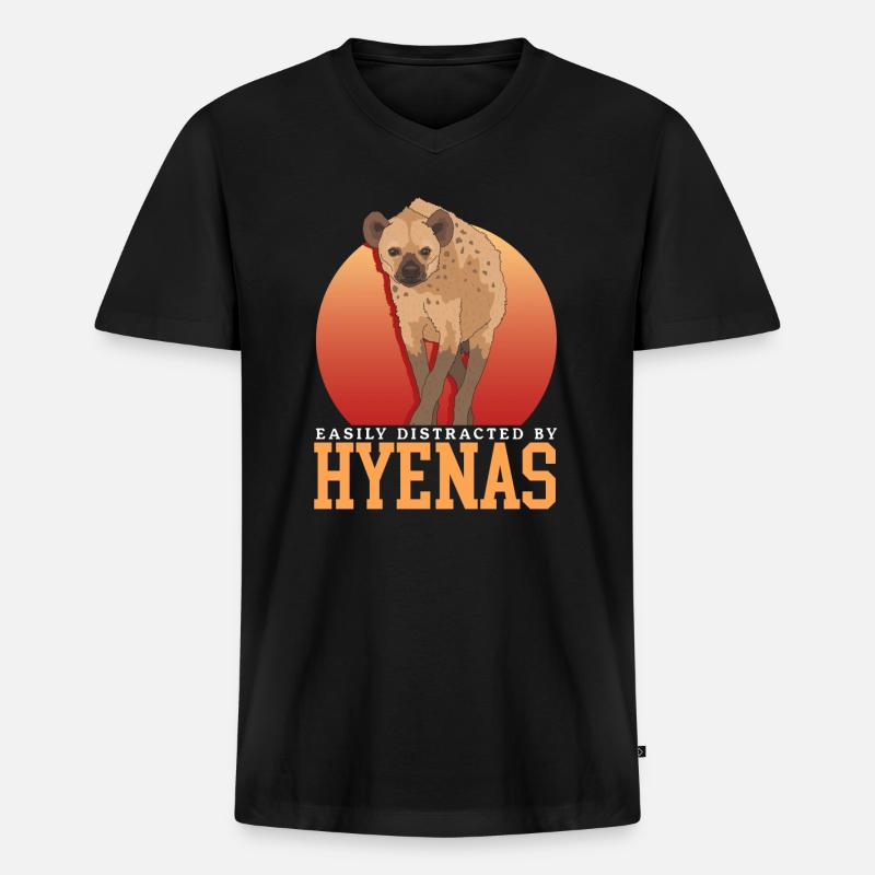 Hyäne Hyänen Tüpfelhyäne Geschenk - Männer Premium Bio T-Shirt mit V-Ausschnitt - Schwarz