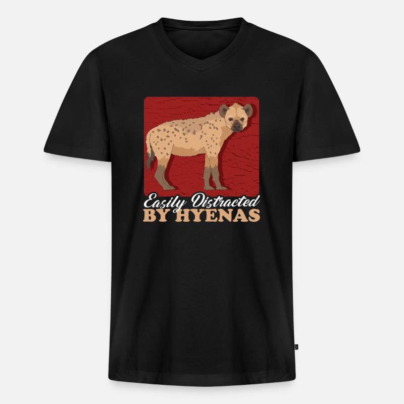 Hyäne Tüpfelhyäne Hyänen Geschenk - Männer Premium Bio T-Shirt mit V-Ausschnitt - Schwarz