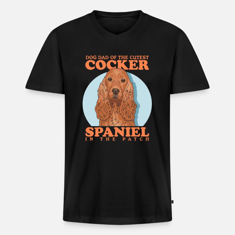Cocker Spaniel Dad Cockerspaniel Geschenk - Männer Premium Bio T-Shirt mit V-Ausschnitt - Schwarz