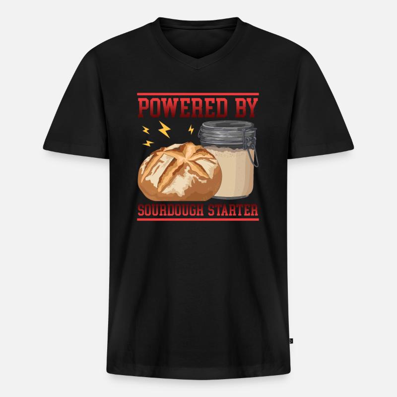 Sauerteig Starter | Sauerteigbrot Bäcker Geschenk - Männer Premium Bio T-Shirt mit V-Ausschnitt - Schwarz